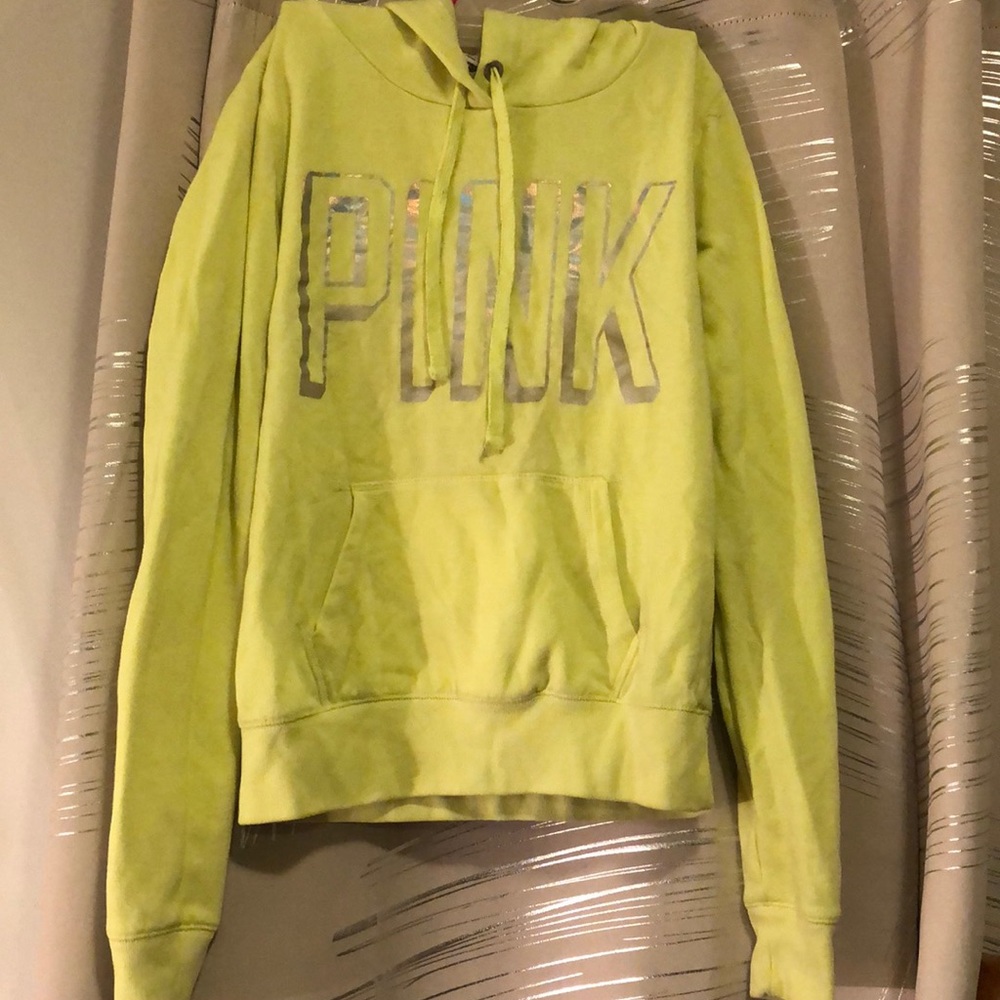 PINK Electric Yellow Hooded Sweat shirt-XS